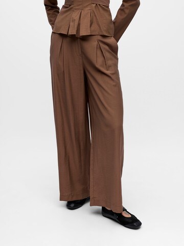 OBJECT Wide leg Pleat-front trousers 'YUI' in Brown: front