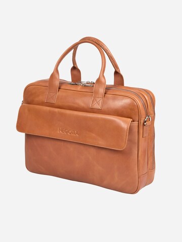 NEGOTIA Leather Laptop bag 'Orden' in Brown