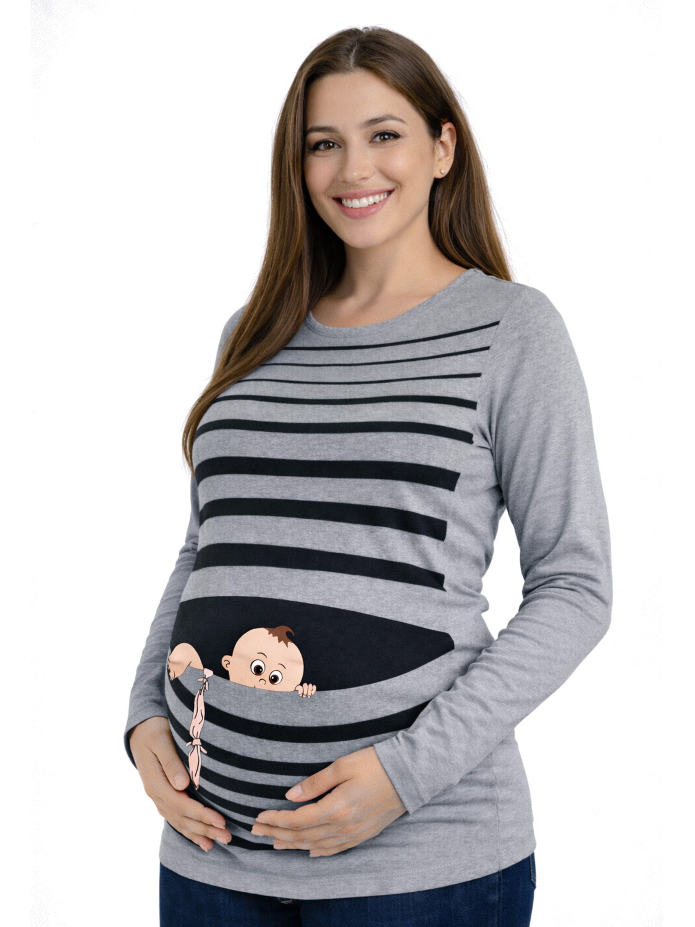 M.M.C. Shirt 'Baby Flucht Umstandslangarmshirt' in Grey