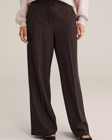 WE Fashion Wide Leg Bukser med fals i brun: forside