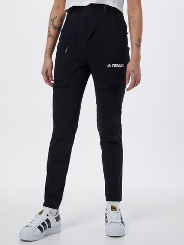 ADIDAS TERREX Slim fit Outdoor Pants 'Zupahike' in Black: front