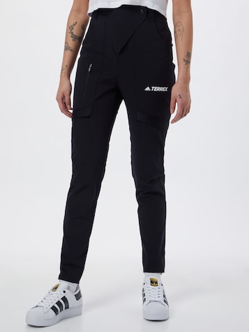 ADIDAS TERREX Slim fit Outdoor trousers 'Zupahike' in Black: front