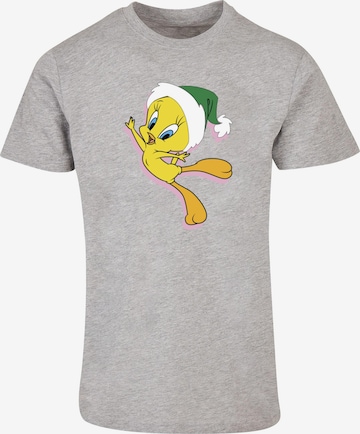 ABSOLUTE CULT Shirt 'Looney Tunes - Tweety Christmas Hat' in Grijs: voorkant