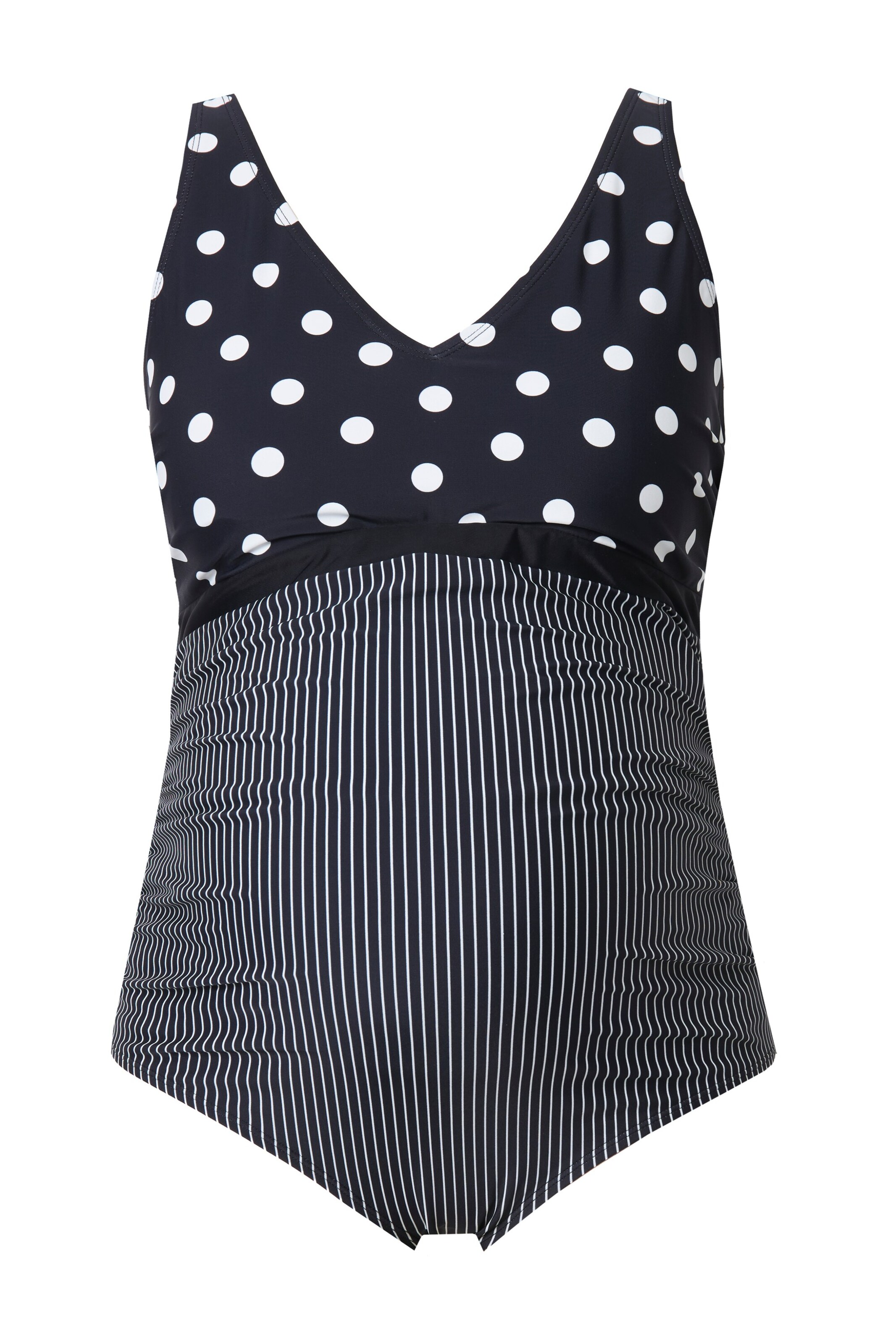 Ulla Popken Badeanzug in schwarz / weiß, Produktansicht