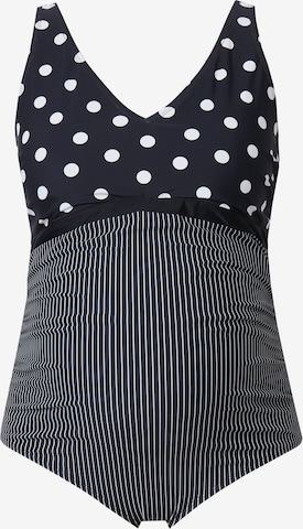 Ulla Popken T-Shirt Badeanzug in Schwarz: Vorderseite