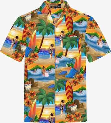 Hawaiihemdshop.deRegular Fit Košulja 'Hawaiihemd Surfer's Paradise' - narančasta boja: prednji dio