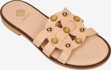 Mule 'DESA Damen-Ledersandalen mit Perlenbesatz' Desa en beige : devant
