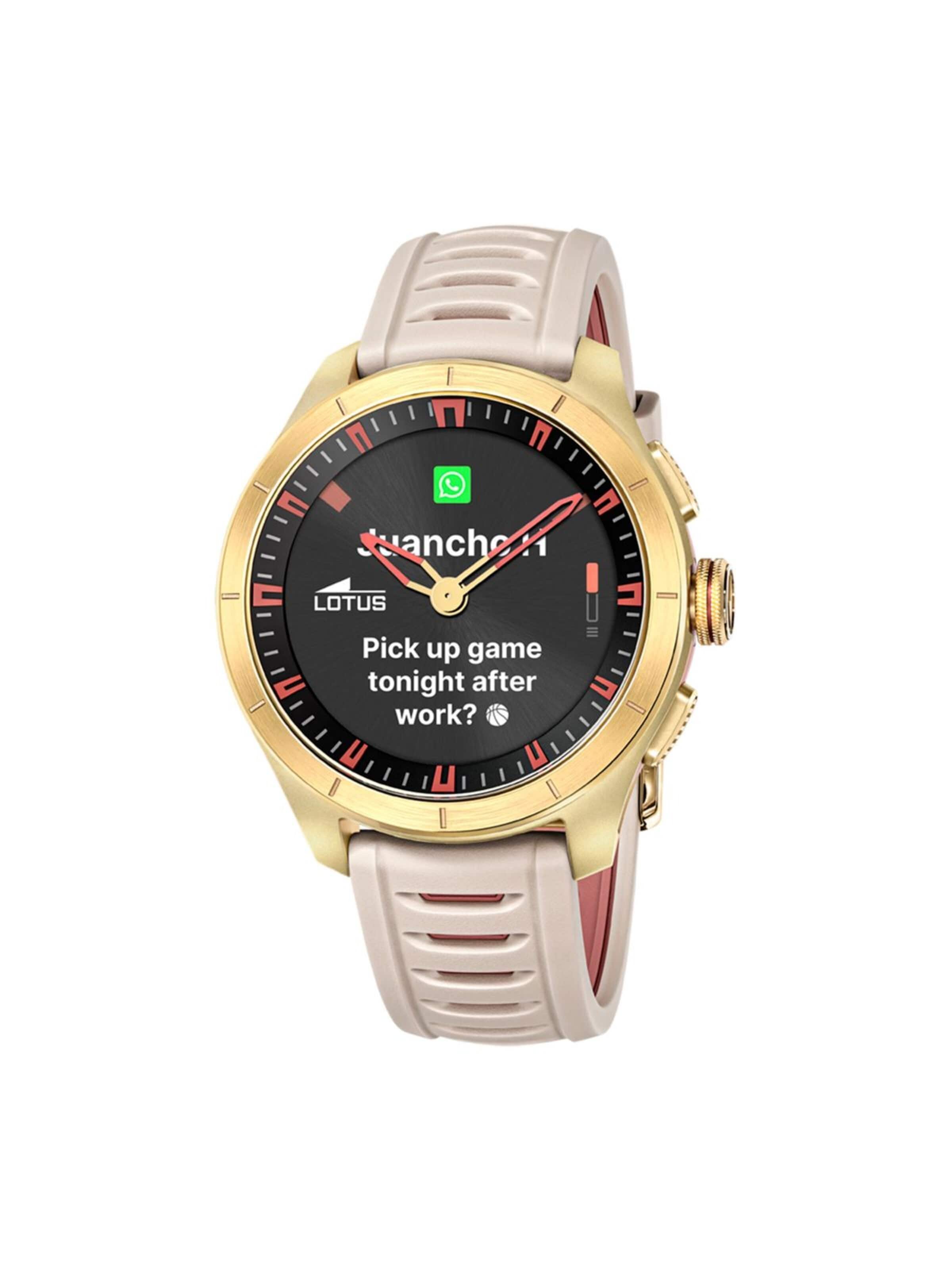 Montre digitale Lotus en beige : devant