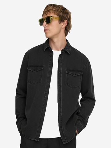 Only & Sons Regular fit Button Up Shirt 'Bane' in Black