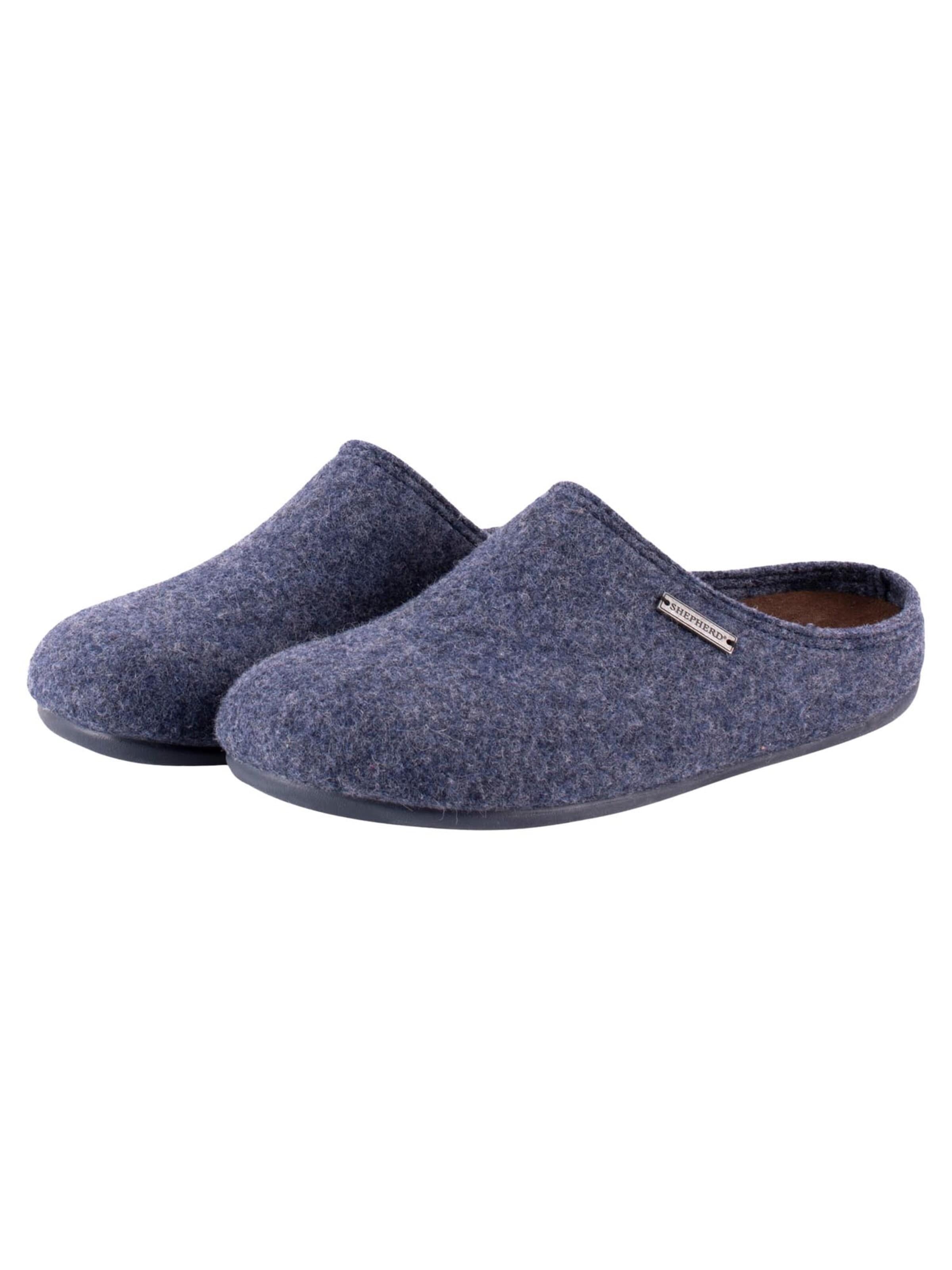 SHEPHERD Muiltjes 'Jon' in Blauw: voorkant
