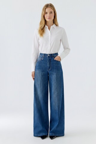 OUI Wide leg Pressveckade jeans i blå