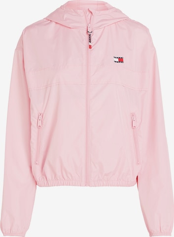 Tommy Jeans Φθινοπωρινό και ανοιξιάτικο μπουφάν σε ροζ: μπροστά