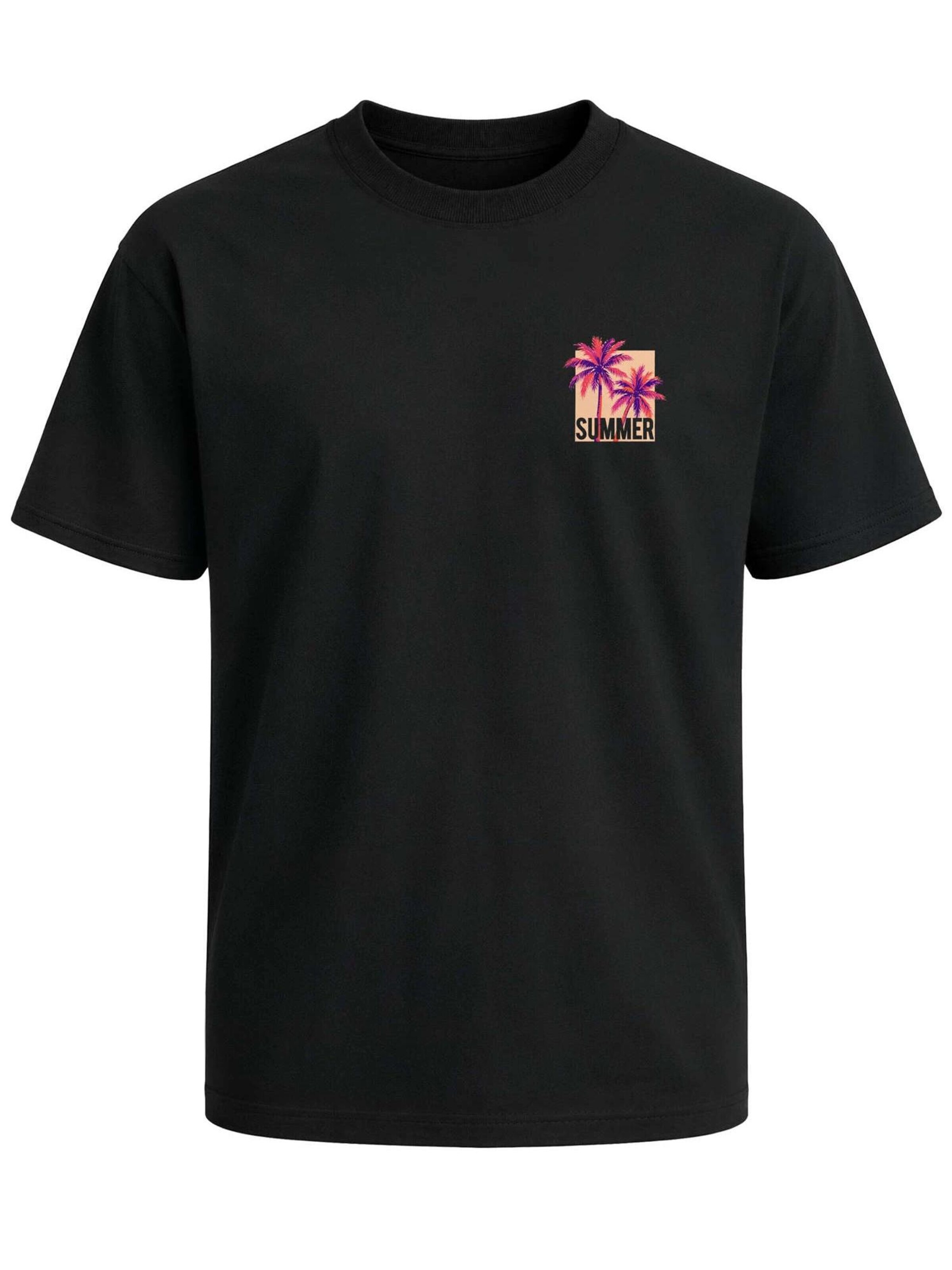 Neverless Shirt 'Palms Summer' in Black: front