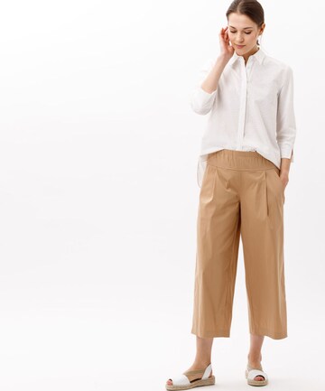 BRAX Wide leg Pleat-Front Pants 'MAINE' in Brown: front