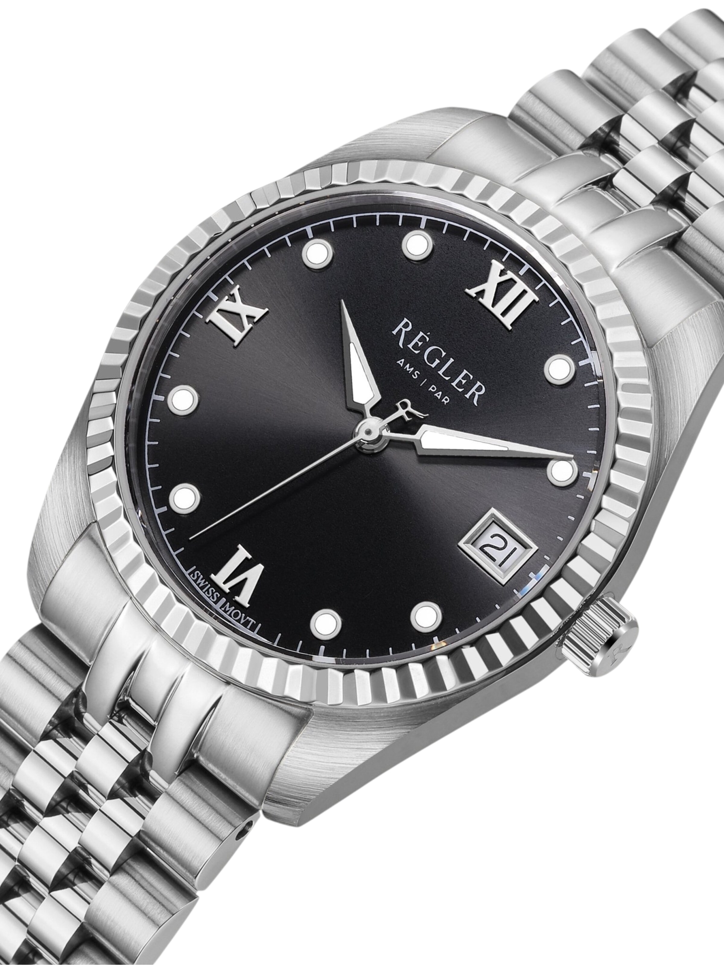 Régler - Relógios analógicos 'Régler Liberté Steel Silver - Black' em prata