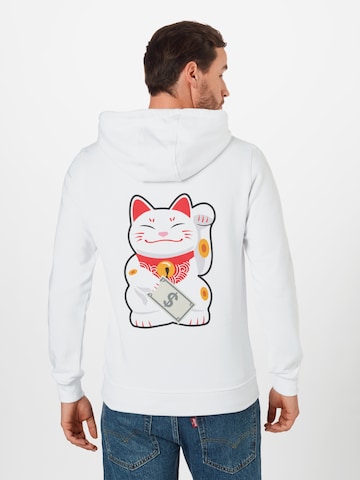 Mister Tee Sweatshirt 'Waving Cat' i hvid