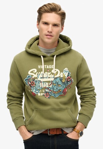Sweat-shirt 'Tokyo' Superdry en vert : devant