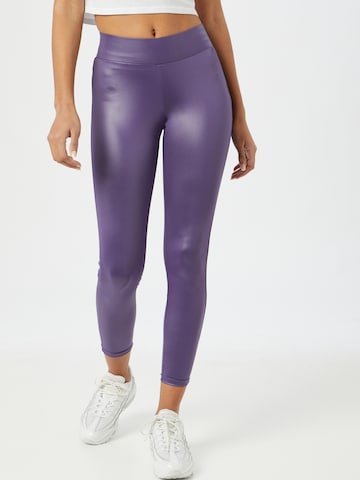 Skinny Leggings 'Ladies Imitation Leather Leggings' Urban Classics en violet : devant