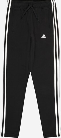 ADIDAS SPORTSWEAR Tapered Workout Pants 'Essentials 3-Stripes' in Black: front