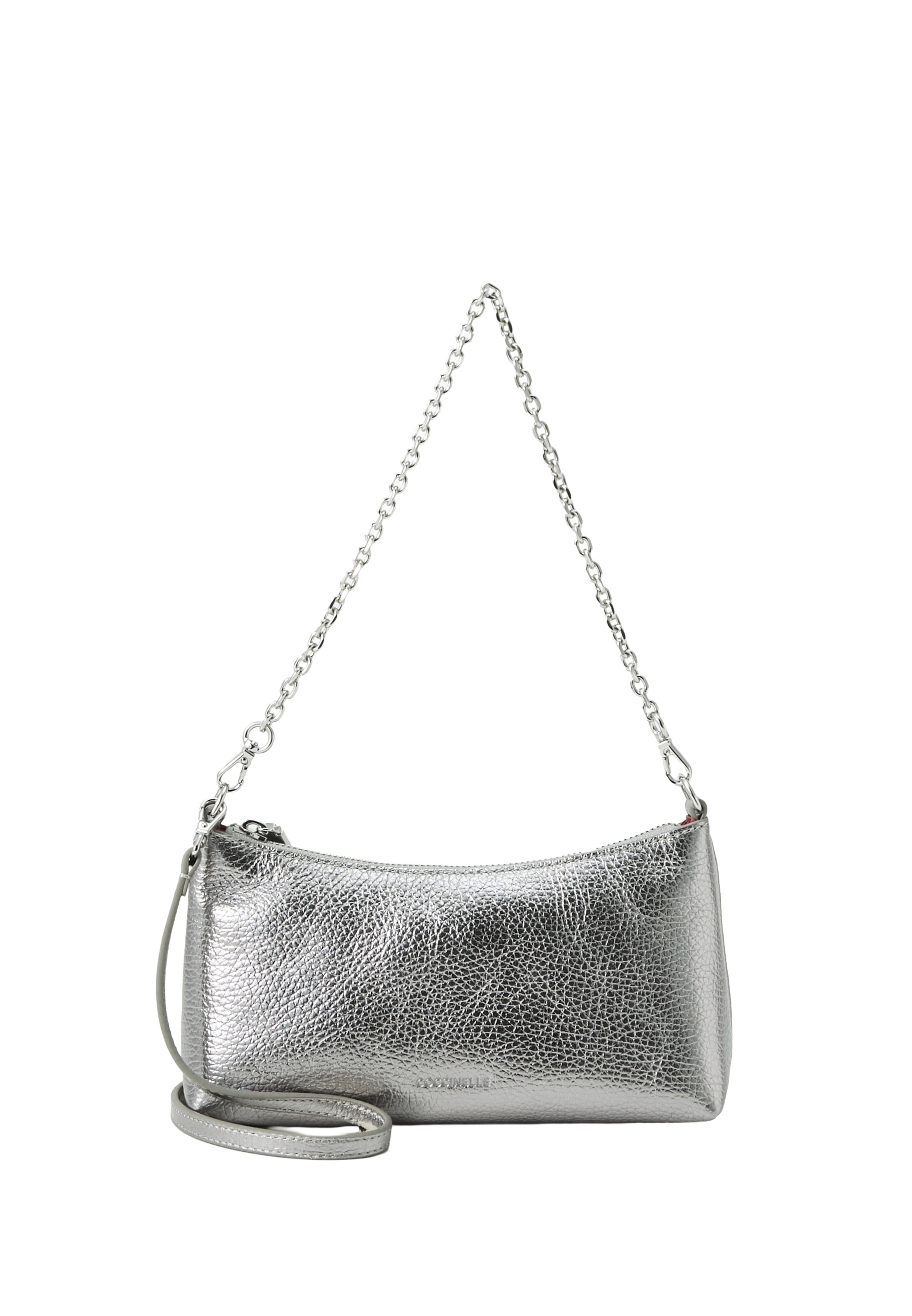 Coccinelle Schultertasche 'Aura' in Silber: Vorderseite