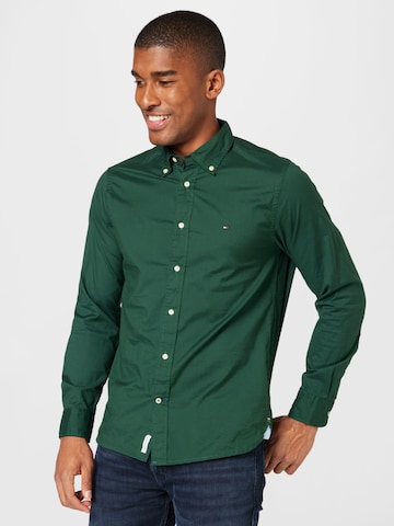 TOMMY HILFIGER Regularny krój Koszula w kolorze zielony: przód