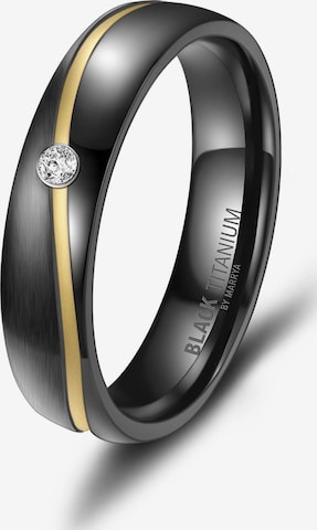 Anello 'MARRYA Ehering BT-01 aus Black Titanium – Schwarz, gelbgold plattiert' di MARRYA in nero: frontale