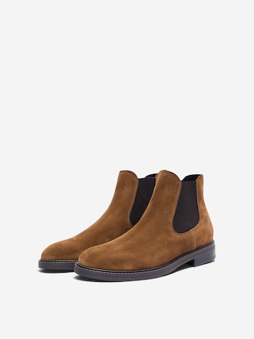 SELECTED HOMME Chelsea Boots 'Blake' in Braun