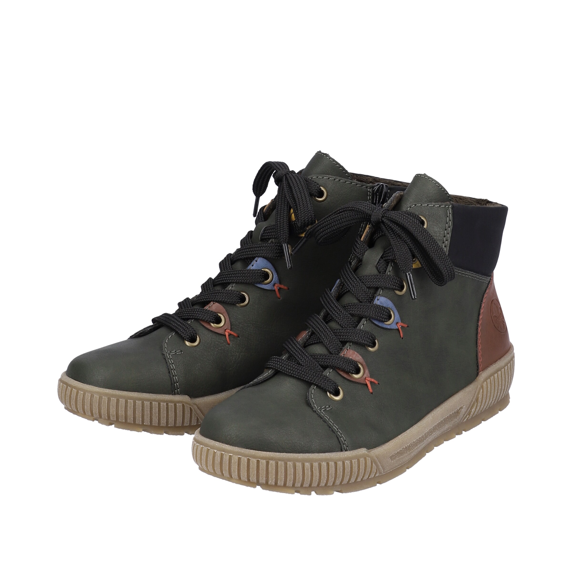 Rieker Lace-Up Ankle Boots in Green
