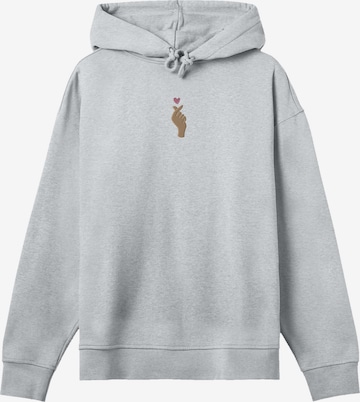 F4NT4STIC Sweatshirt 'Finger Herz' in Grijs: voorkant