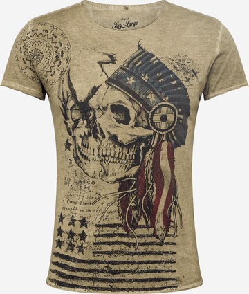 Key Largo Shirt 'INDIAN SKULL' in Groen: voorkant