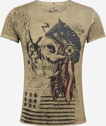 Tricou 'INDIAN SKULL' de la Key Largo pe verde: față