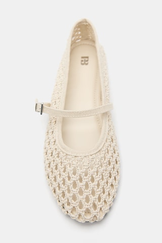 Pull&Bear Ballet Flats with Strap in Beige