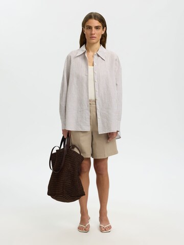 SELECTED Wide Leg Lærredsbukser i brun