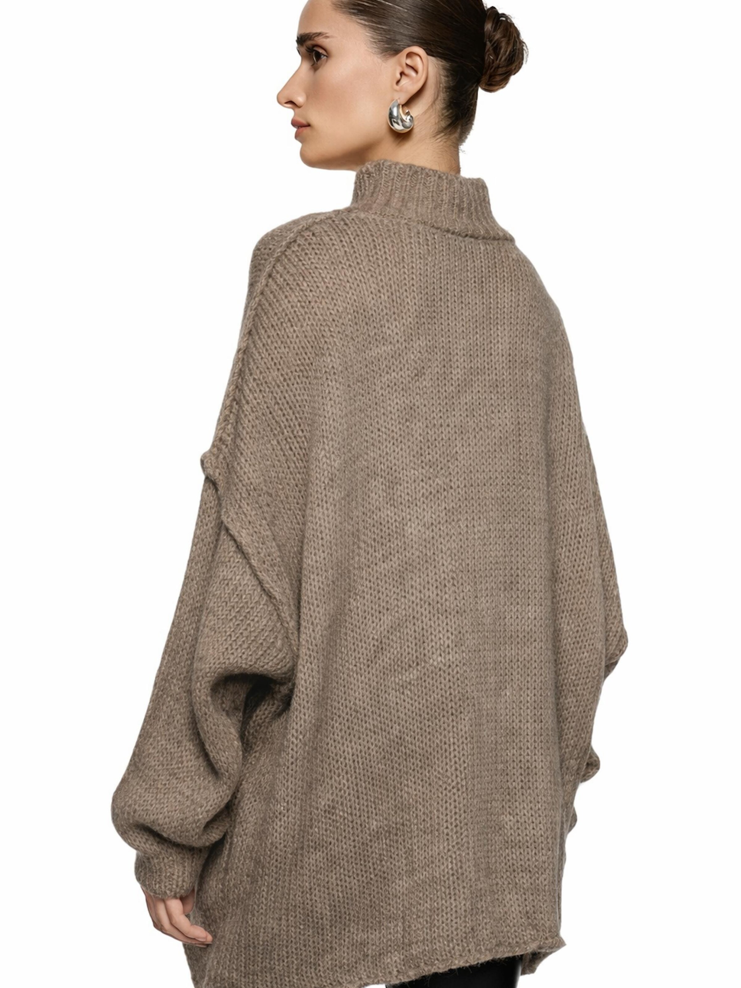 Worldclassca Oversized Sweater 'Strickpullover Oversized mit Stehkragen' in Grey