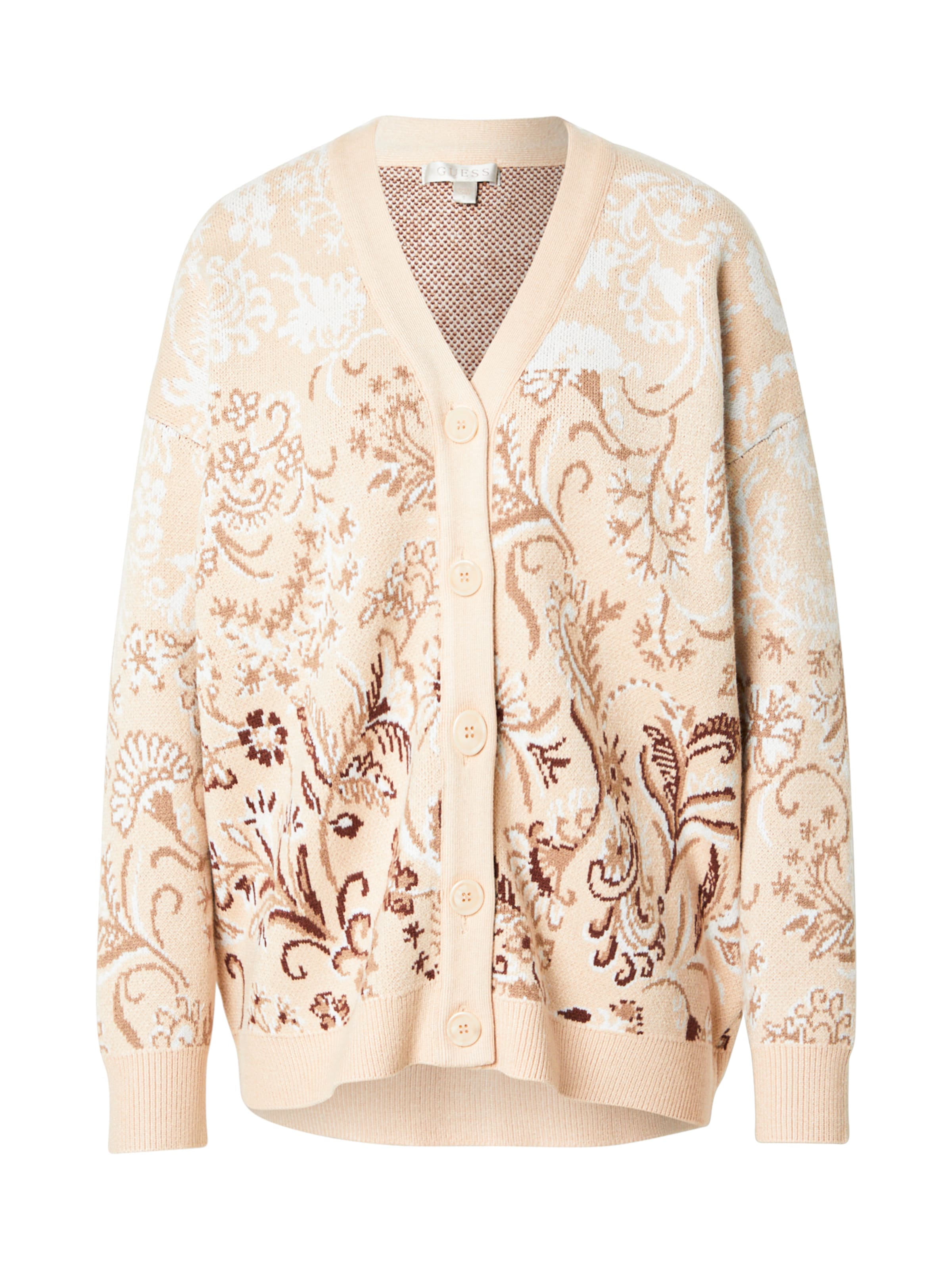 GUESS Πλεκτή ζακέτα 'MELIN' σε μπεζ: μπροστά