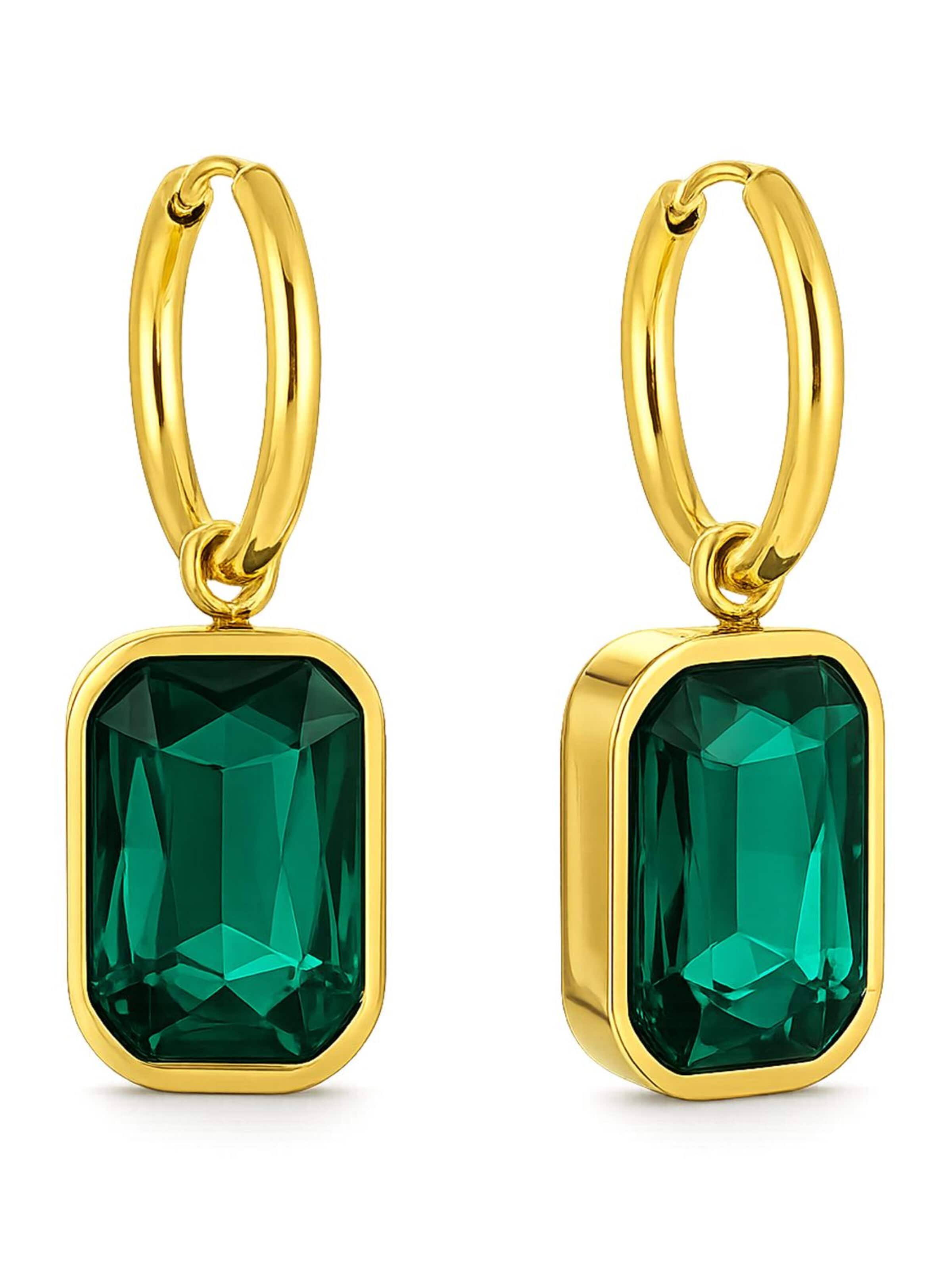 Alster Herz Earrings 'Emerald Glow' in Gold: front