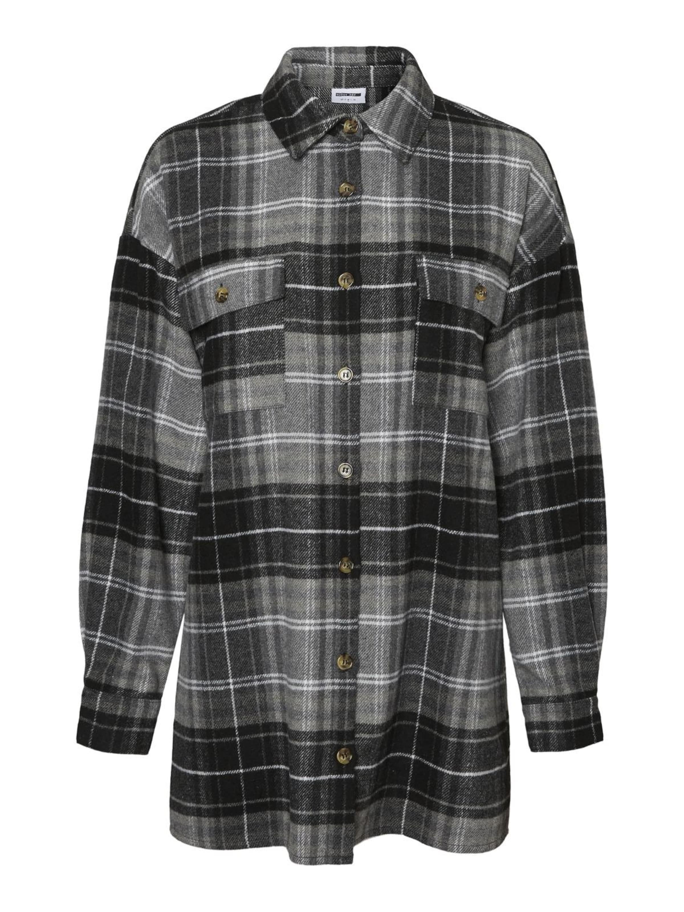 Noisy may Φθινοπωρινό και ανοιξιάτικο μπουφάν 'NMFLANNY' σε γκρι: μπροστά