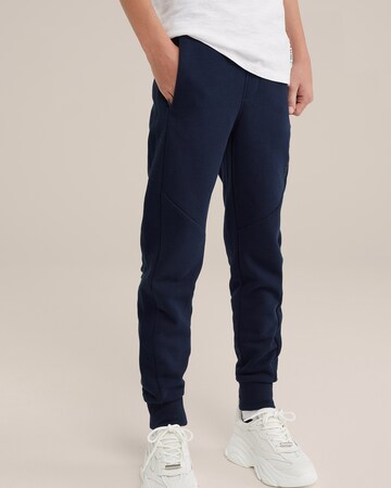 WE Fashion Tapered Trousers in Blue: front