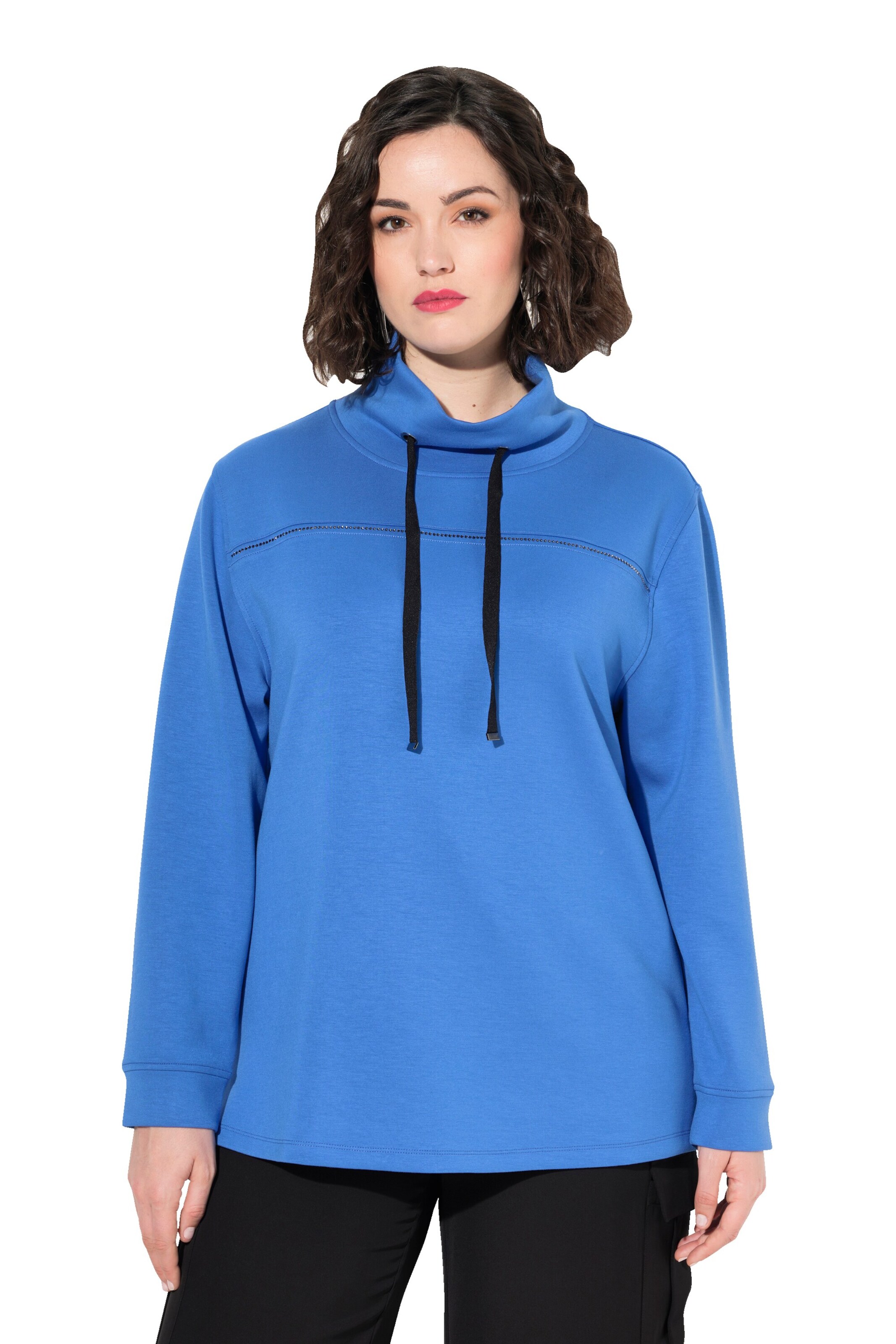 Sweat-shirt Ulla Popken en bleu : devant