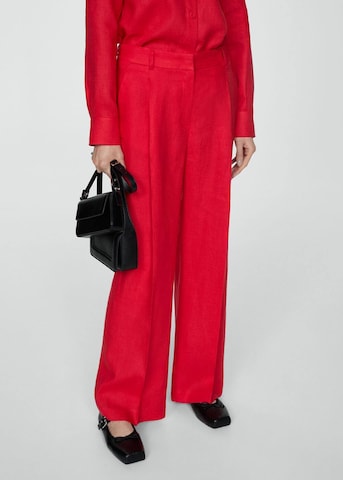 MANGO Loose fit Pleat-Front Pants 'Rodas' in Red: front