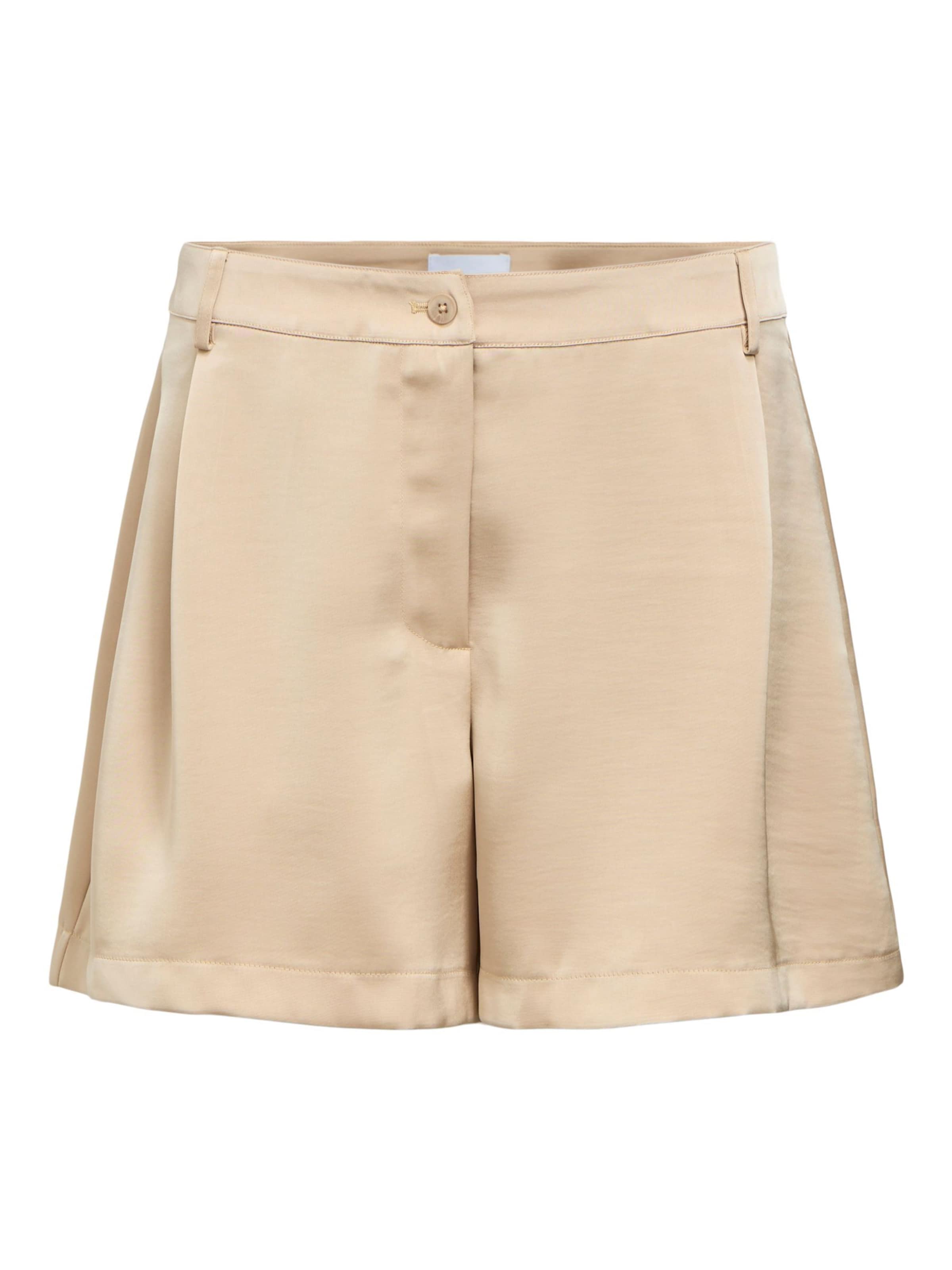 OBJECT Loosefit Bandplooibroek in Beige: voorkant