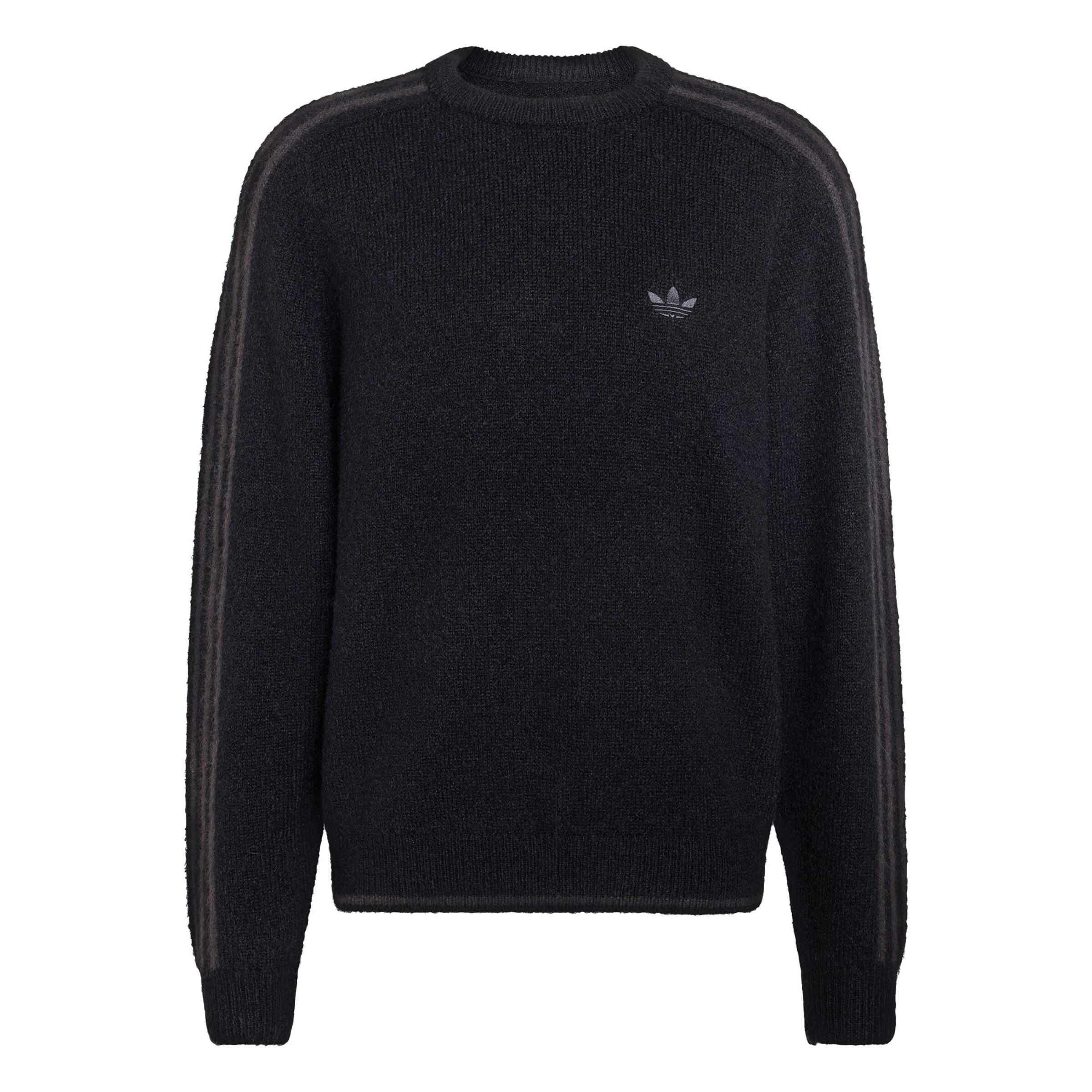 ADIDAS ORIGINALS Πουλόβερ '3 STRIPES FLUFFY KNIT CREW' σε μαύρο