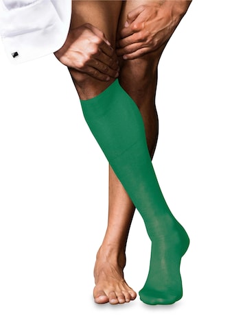 FALKE Knee High Socks 'No. 9 Pure Fil d´Écosse' in Green: front
