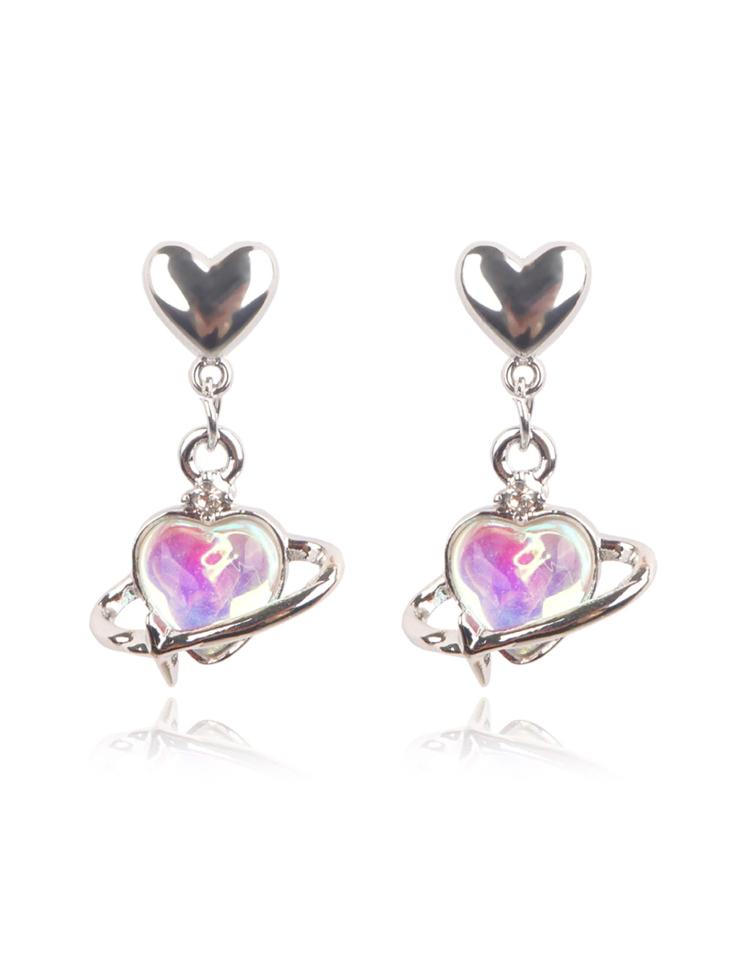 Nightini Earrings 'TROPFENHERZ' in Silver: front