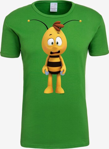 LOGOSHIRT Shirt 'Biene Maja – Willi 3D' in Groen: voorkant