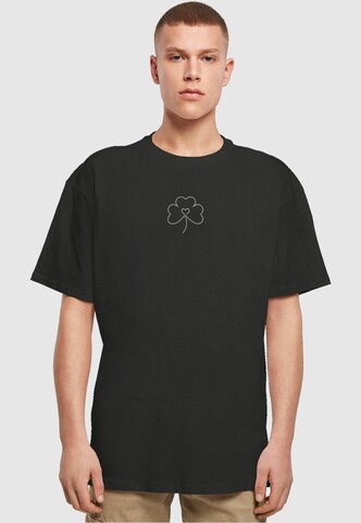 Merchcode T-Shirt 'Spring - Leaf Clover Flower' in Schwarz: predná strana