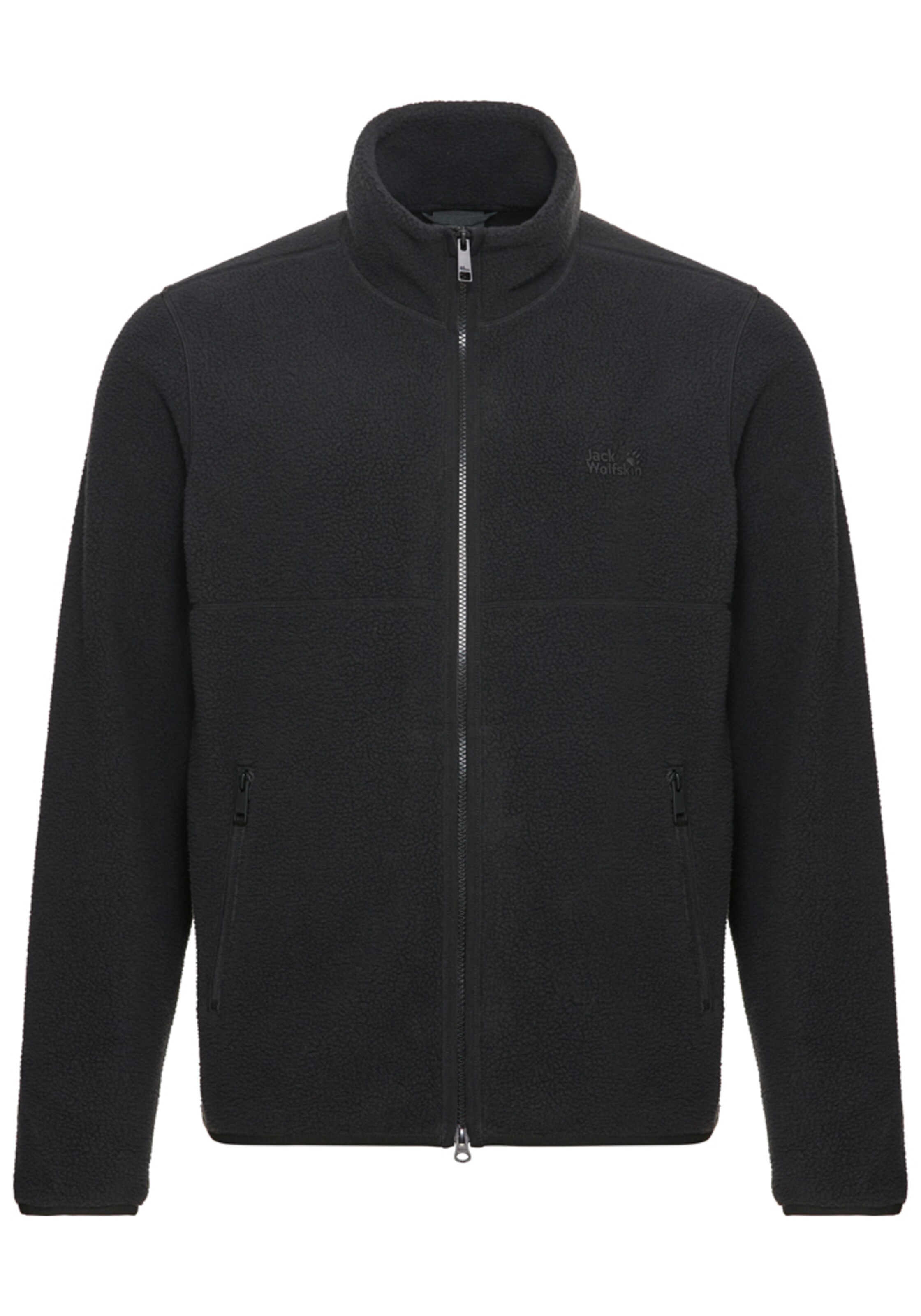 JACK WOLFSKIN Athletic Fleece Jacket in Black: front