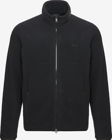 JACK WOLFSKIN Athletic Fleece Jacket in Black: front