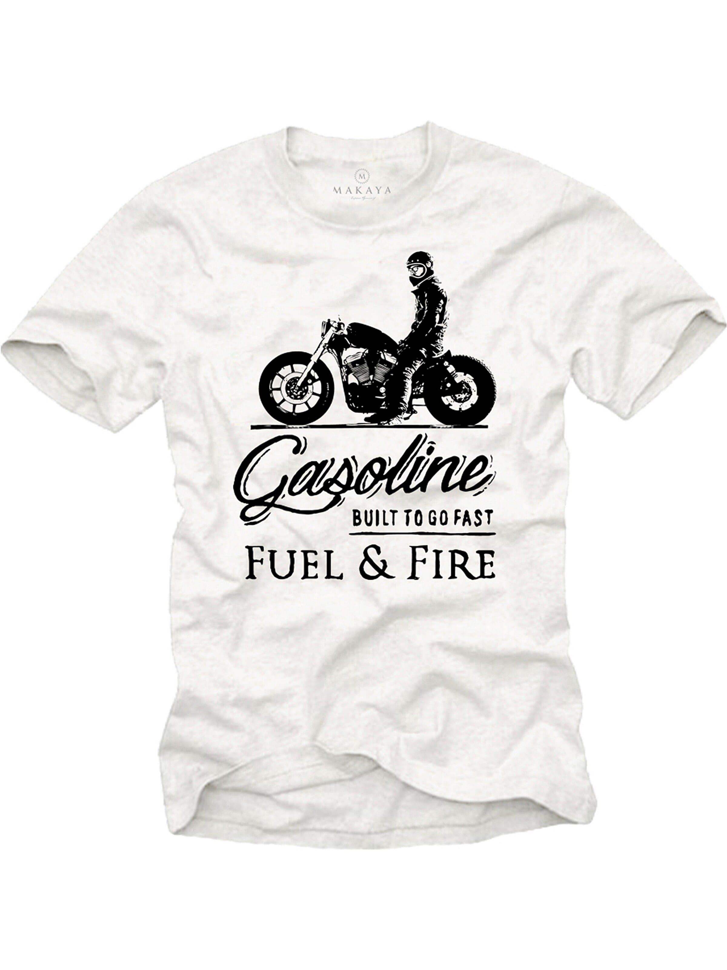 MAKAYA Shirt 'Gasoline Biker' in White: front
