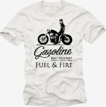 MAKAYA Shirt 'Gasoline Biker' in White: front